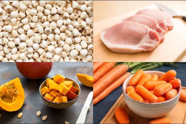 Cháo hạt sen bí đỏ thịt heo